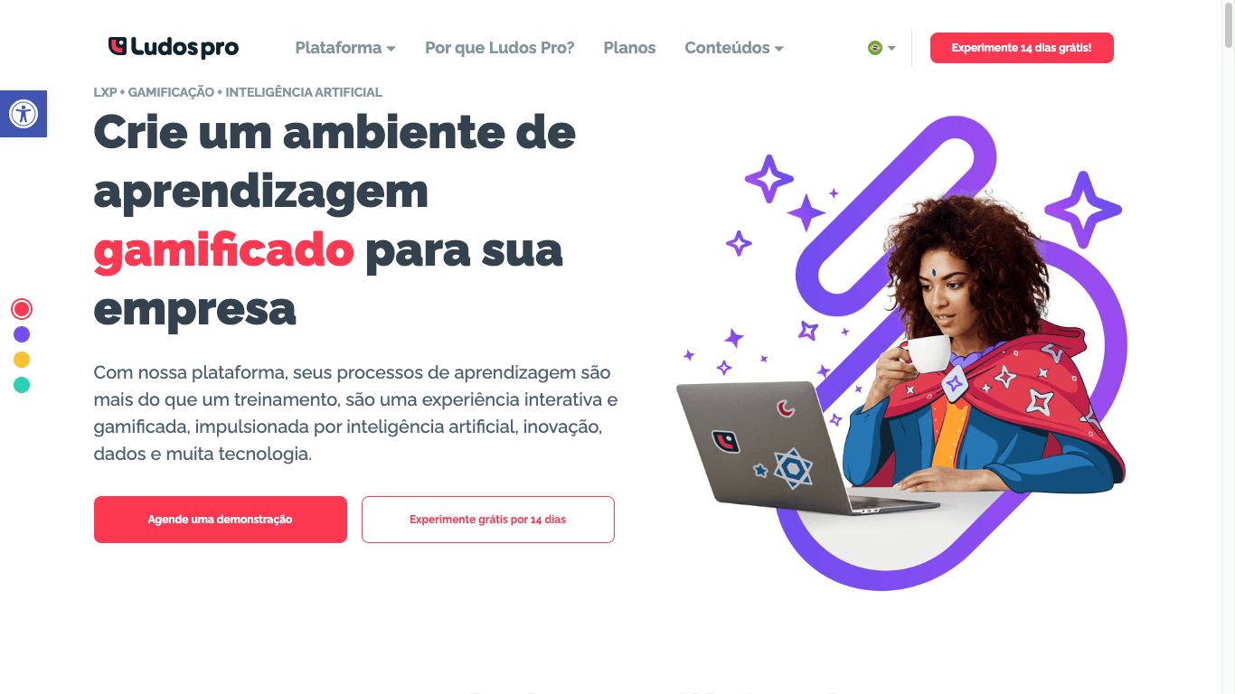 Tela inicial do site da Ludos Pro