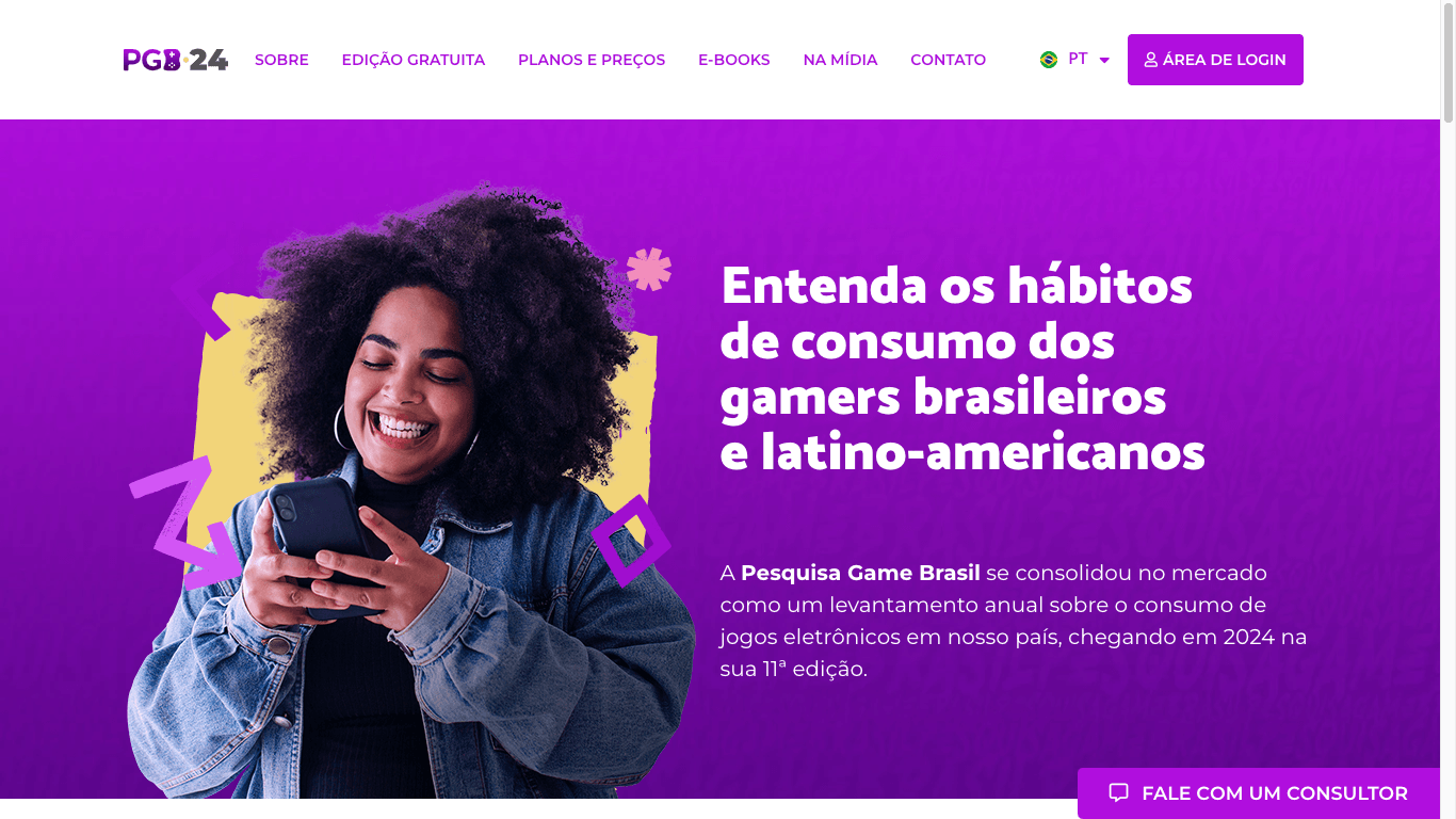 Tela inicial do site da PGB